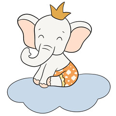 Cute elephant cartoon design character 