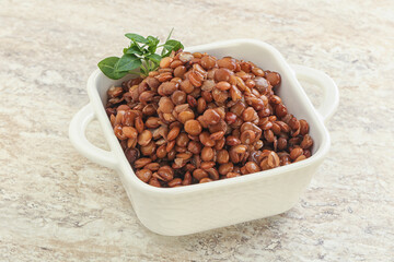 Boiled lentil in the bowl