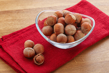 Hazelnut heap in the bowl