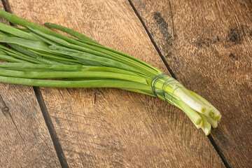 Raw young green onion heap