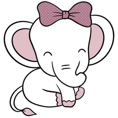 Cute elephant cartoon design character 