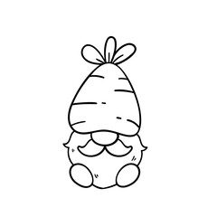 Line art cartoon Easter gnomes holding eggs decorate coloring book for kids