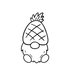 cartoon lines Summer gnomes in fruit costumes coloring book for kids