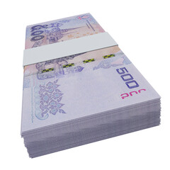 Thailand currency baht 500: stack of baht thai banknote