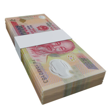 Vietnam Currency Dong 200.000: Stack of VND Vietnam banknote