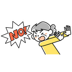 全力で拒否するシニア女性の上半身