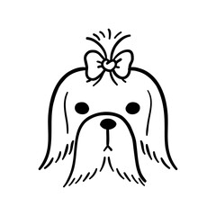 hand drawn lines cute dog face