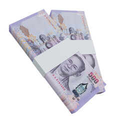 Thailand currency baht 500: stack of baht thai banknote