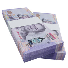Thailand currency baht 500: stack of baht thai banknote
