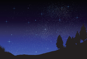 Naklejka premium ベクター背景素材_夜空_山