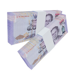 Thailand currency baht 500: stack of baht thai banknote