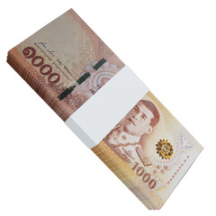 Thailand currency baht 1000: stack of baht thai banknote