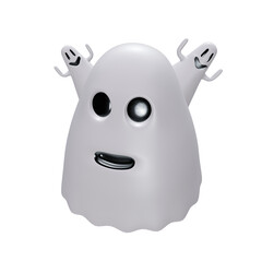 Halloween smiley ghost, PNG 3d illustration