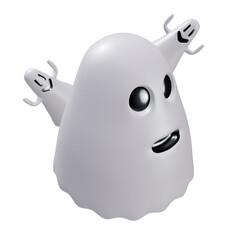 Halloween smiley ghost, PNG 3d illustration