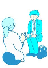 精神科診察　大人の発達障害　驚く男性会社員　シンプル