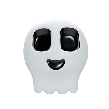 Halloween smiley ghost, PNG 3d illustration