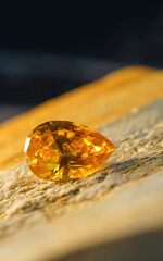 Natural Sapphire gemstone, Jewel or gems on black shine color, Collection of many different natural gemstones amethyst,
