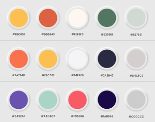 colour catalogue. Neuromorphic style colour palette for UI UX design.