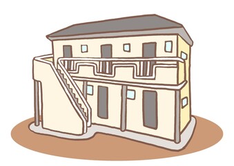 2階建てアパートの手描きイラスト