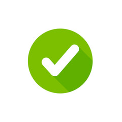 wrong check mark icon long shadow for validation isolated on a white background