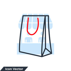 shopping bag icon logo vector illustration. Paper market bag symbol template for graphic and web design collection