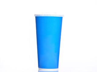 Blue cardboard cup for drinks isolated on white background