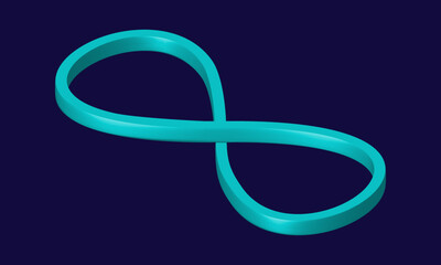 Mint 3D Infinity Symbol on Dark Blue  Background. Endless Vector Logo Design. Concept of infinity for your web site design, logo, app, UI. EPS10.
