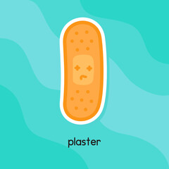 yellow plaster kawaii doodle flat cartoon vector illustration