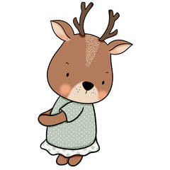 Cute deer cartoon design character 