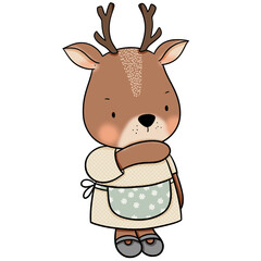 Fototapeta na wymiar Cute deer cartoon design character 
