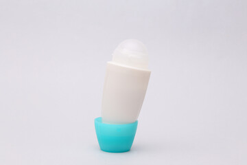 Roll-on antiperspirant stick mockup on light gray background