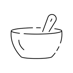Simple Cooking Related Vector Line Icon. Vector kitchen in restaurant with cook and meal. Editable Stroke. Pixel Perfect. Food eating. Bowl or pot
