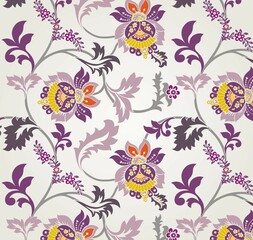 Colorful wedding card design, paisley floral pattern , India	