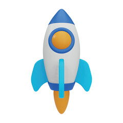 Rocket 3d rendering isometric icons.