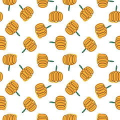 Seamless pattern with pumpkins. Line style vector. Patterns for decoration. Wrapping paper pattern.