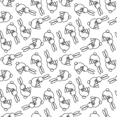 Abstract seamless pattern with rabbits. Line style. Easter Day. Wrapping paper pattern.