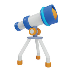 Telescope 3d rendering isometric icons. - obrazy, fototapety, plakaty