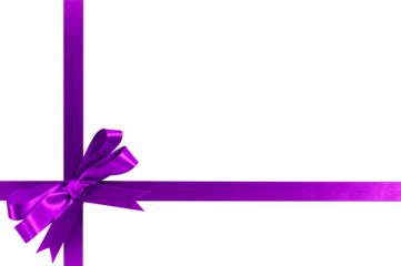 Purple gift ribbon and bow isolated transparent background photo PNG file