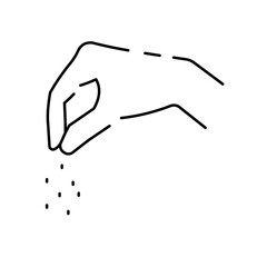 Cooking or kitchen thin line vector icon. Restaurant with cook and meal or food. Hand add salt