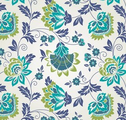 Colorful wedding card design, paisley floral pattern , India	