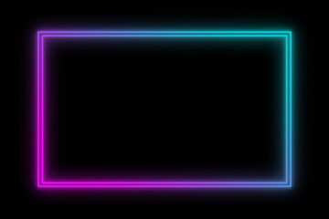 3D abstraction of neon purple-blue frame. Place the product in the center of the rectangle.