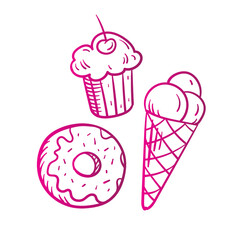 Fast food doodles. Vector illustration isolated on white background