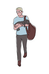 Man holding a puppy clip art.