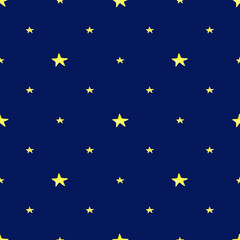 Star seamless pattern on a blue background. Watercolor stars endless print. Space illustration. Cute bright stars. Wallpaper. The sweet backdrop for baby fabric in a cartoon style.