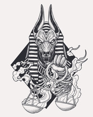Ancient Egypt God of Anubis illustration
 - obrazy, fototapety, plakaty