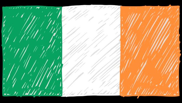 Ireland National Country Flag Marker or Pencil Sketch Looping Animation Video
