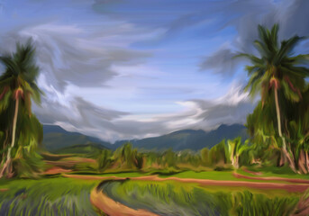Obraz premium tropical landscape with palm trees