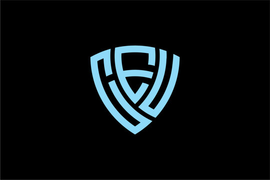 CEU creative letter shield logo design vector icon illustration