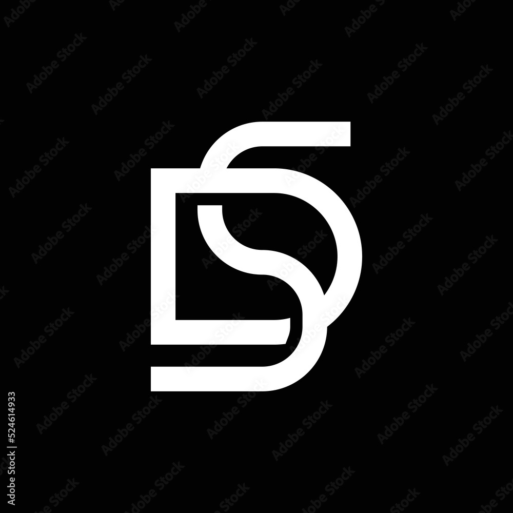 Wall mural modern letter ds or sd monogram logo design