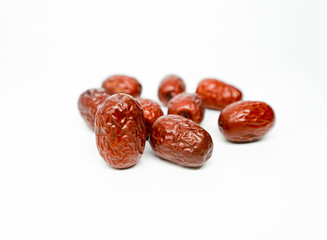 Red dates on blank background